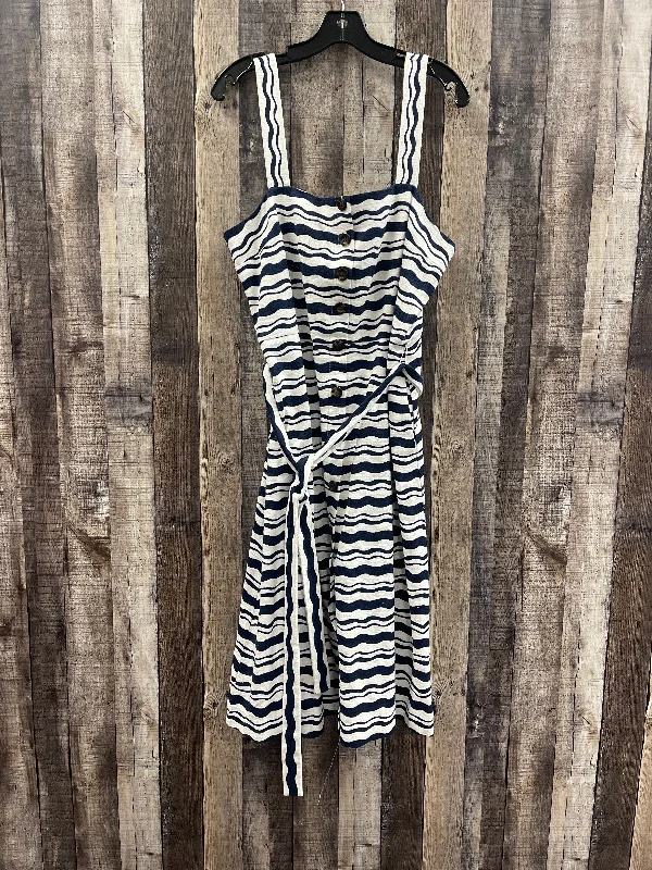 Blue & White Dress Casual Midi Ann Taylor, Size L