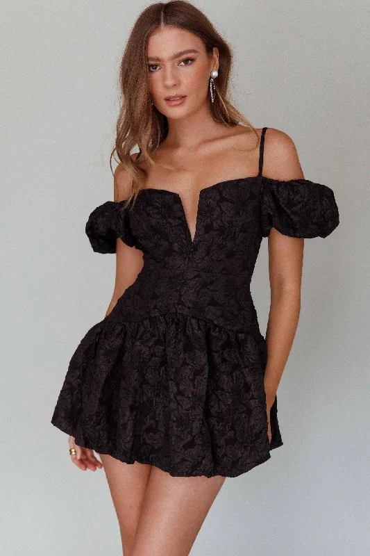 Mon Bebe Drop Waist Mini Dress Black