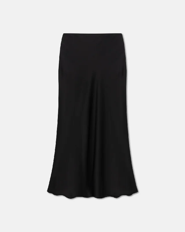 Razi - Slip Satin Midi Skirt - Black