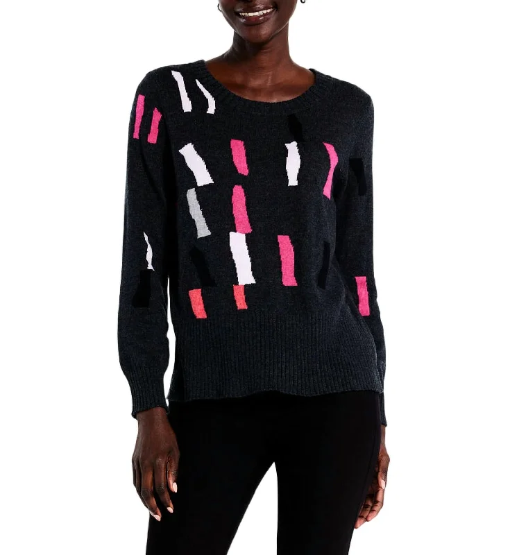 Falling Frost Sweater In Pink Multi