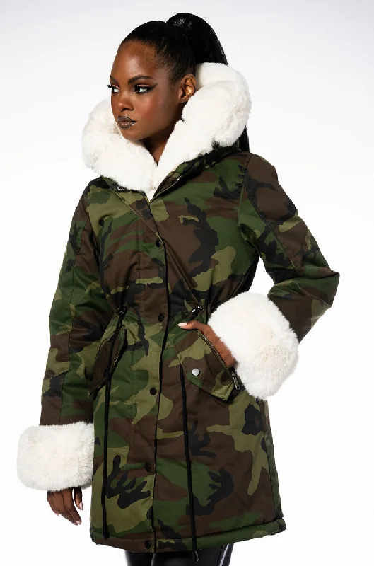 FUR LINED CAMO COAT